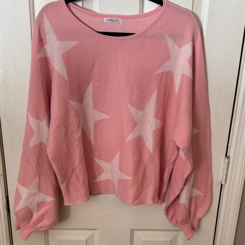 Pink Star Pattern Sweater